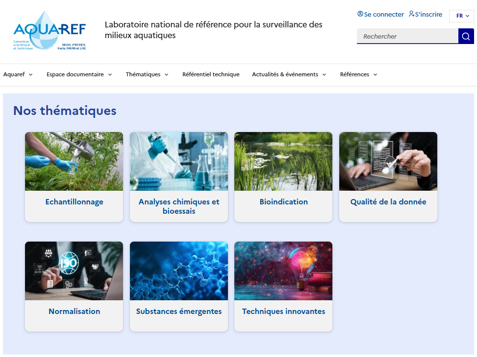 Page d'accueil du site www.aquaref.fr